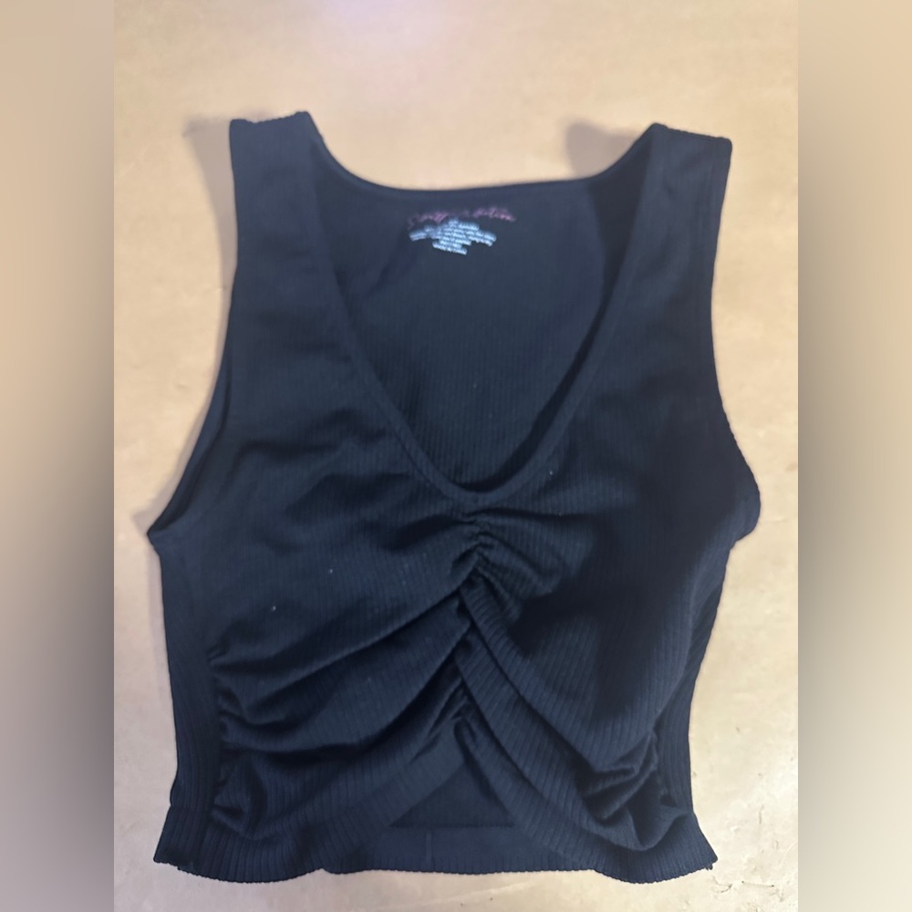Chic Black Ruched Tank Top